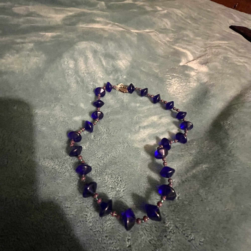 Source Unknown Blue and Purple Necklace with Elegant Beads